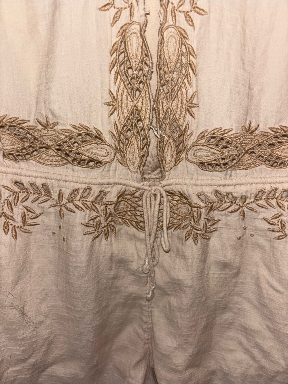 Free People Embroidered Beige Boho Romper - Picture 3 of 5